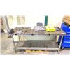 Image 1 : STAINLESS STEEL 2 TIER WORKBENCH WITH VICE, CHAIN & CONTENTS