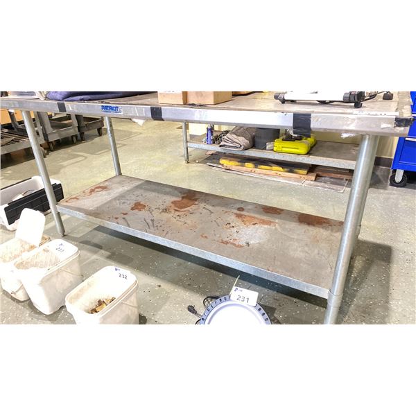 STAINLESS STEEL PATRIOT FOOD SERVICE PREPARATION TABLE 72"W X 30"D X 35 1/4"H