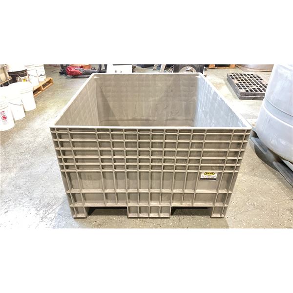 BUCKHORN MADE IN USA GREY INDUSTRIAL HARD PLASTIC PALLET BIN 4' X 44" X 24" INTERNAL 29 1/2"