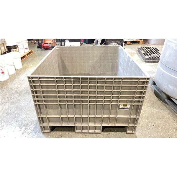 BUCKHORN MADE IN USA GREY INDUSTRIAL HARD PLASTIC PALLET BIN 4' X 44" X 24" INTERNAL 29 1/2"