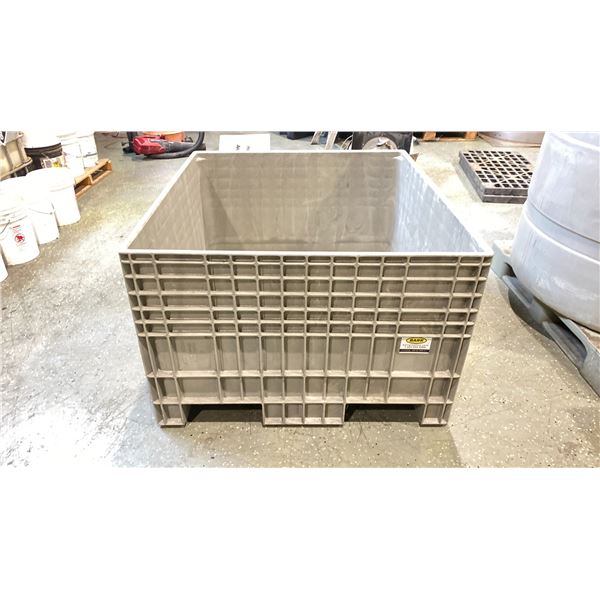 BUCKHORN MADE IN USA GREY INDUSTRIAL HARD PLASTIC PALLET BIN 4' X 44" X 24" INTERNAL 29 1/2"