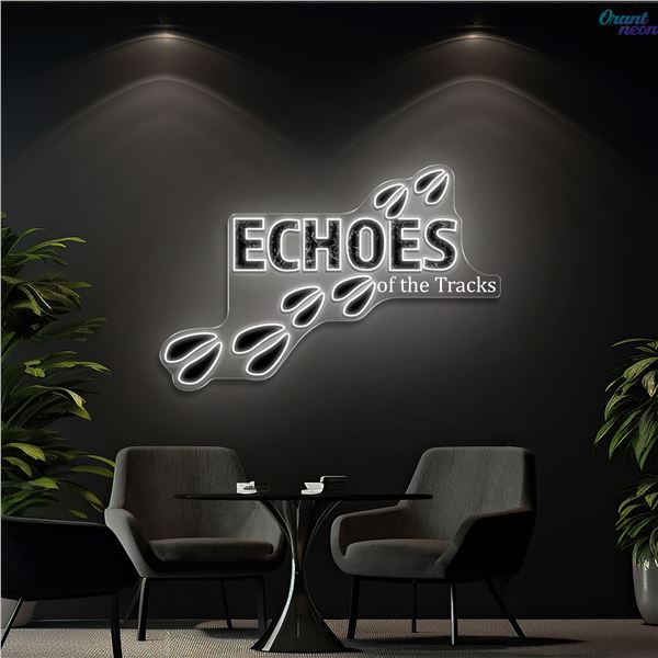 Echoes of the Tracks Black and White Neon Sign