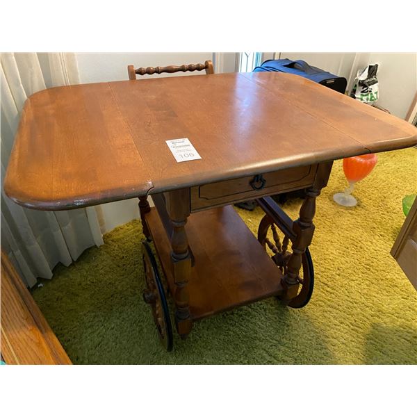 Rolling drop leaf wagon table A