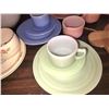 Image 5 : Vintage Childs Miniature Coloured Glass Teacups & Plates A