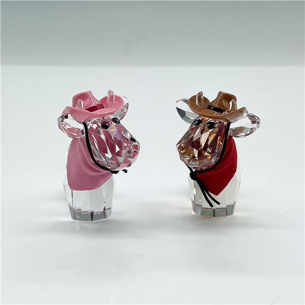 Swarovski Crystal Figurines, Cowgirl & Cowboy Mo with Box