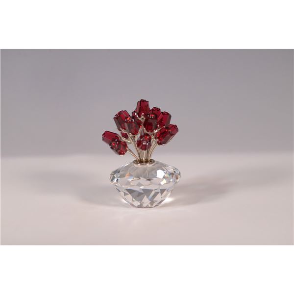 Swarovski Crystal Figurine, Vase of Red Roses