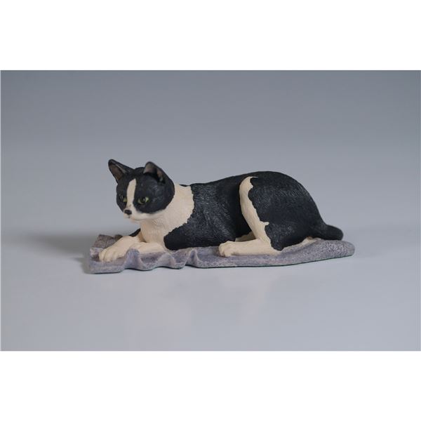 Border Fine Arts Cat Lying Figurine, Black and White