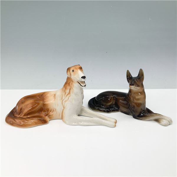 Royal Lux Porcelain Dog Figurines, Borzoi & German Shepherd