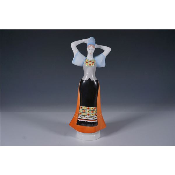 Aquincum Porcelain Figurine, Hungarian Woman in Folk Dress