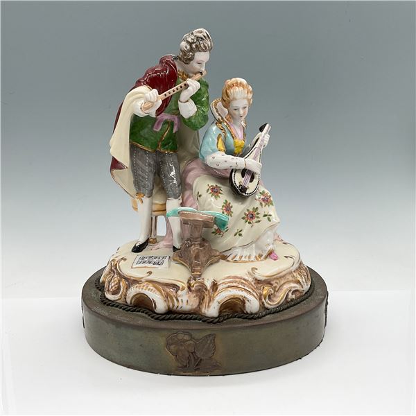 Vintage Porcelain Figurine, The Musicians, on Brass Base