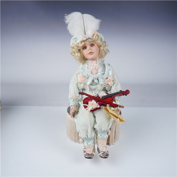 Mary Benner Porcelain Doll, Joseph with Violin and Stool