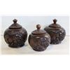 Image 1 : 3 HAND CARVED AFRICAN WOODEN CONTAINERS