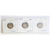 3-SILVER $0.10 COINS: 1915; 1917 & 1918