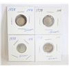 4-SILVER 1938 $0.10 COINS