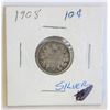 Image 1 : 1908 SILVER $0.10 COIN