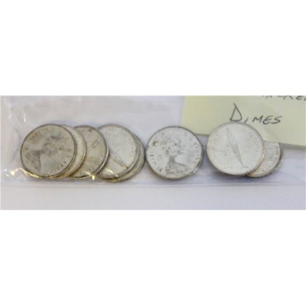 10-SILVER 1967 MACKERAL $0.10 COINS