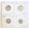 Image 1 : 4-SILVER $0.10 COINS: 1943; 1945; 1946 & 1947