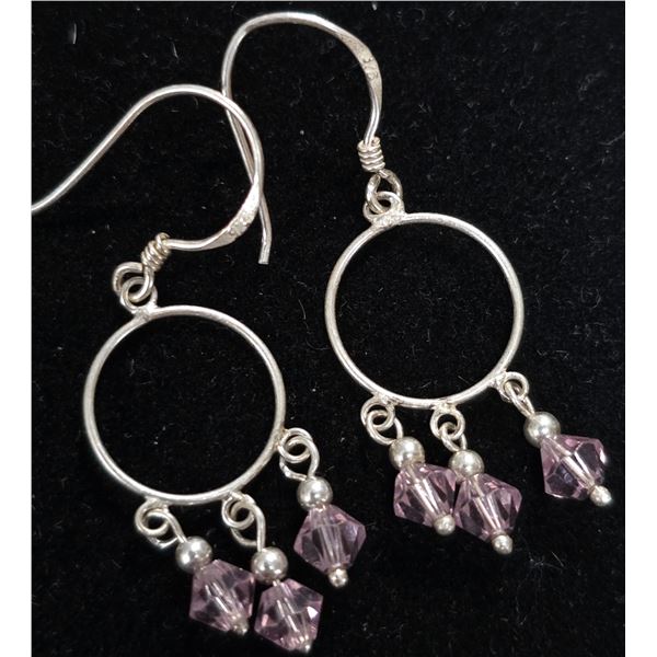 BZ2074-132D SILVER CRYSTAL EARRINGS