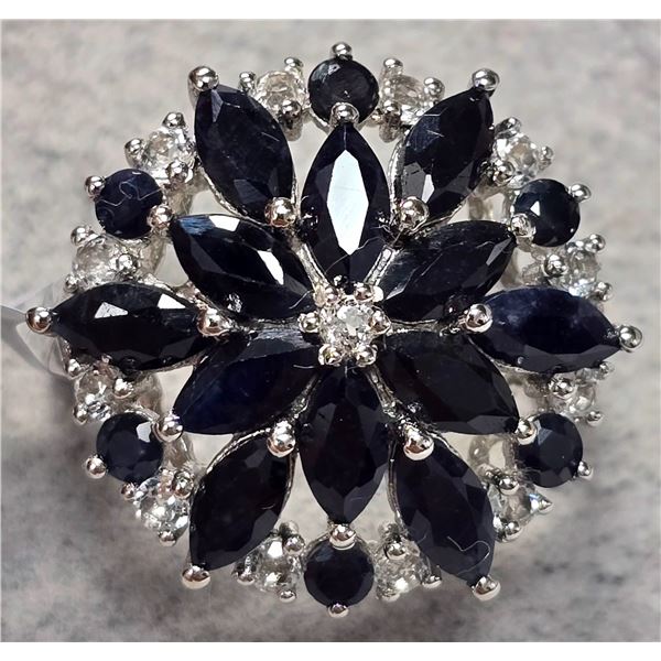 BZ2074-130D SILVER BLUE SAPPHIRE 2.85CT 4.9G RING
