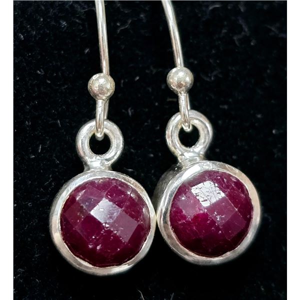 BZ2074-103D SILVER RUBY  EARRINGS