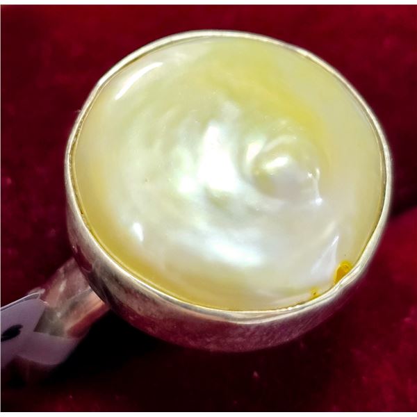 BZ2074-148D SILVER YELLOW PEARL 5.4CT 4.95G RING