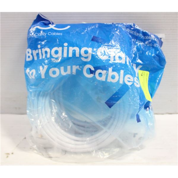 2 PCS 30FT WHITE COAXIAL CABLE WITH