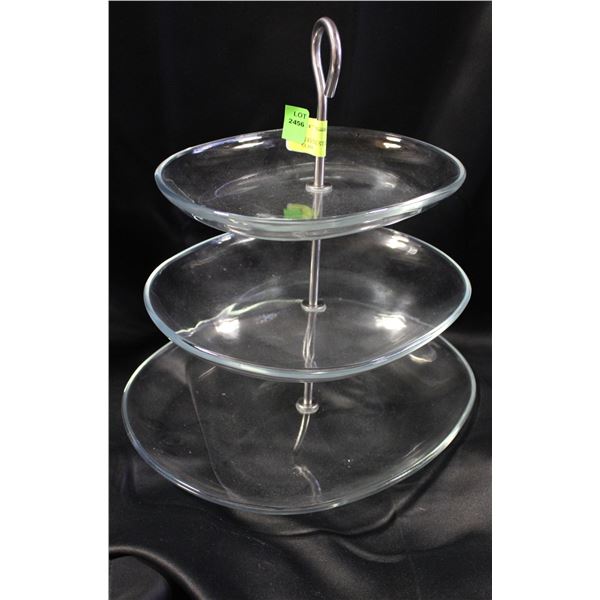 SERVING STAND 3 TIERS CLEAR GLASS