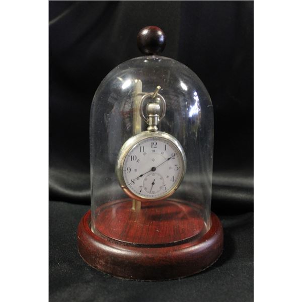 VINTAGE POCKET WATCH DOME DISPLAY W/ WATCH