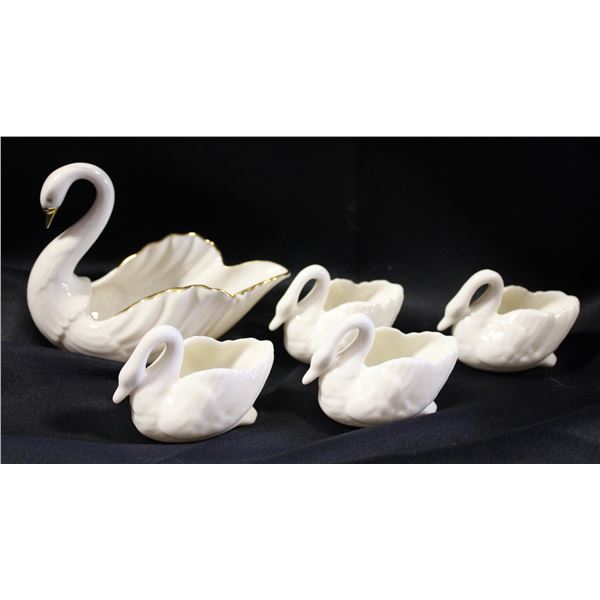 VINTAGE LENOX PORCELAIN SWANS MADE USA 3"