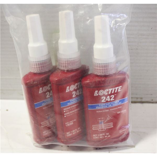 3 BOTTLES LOCTITE 242 THREADLOCKER