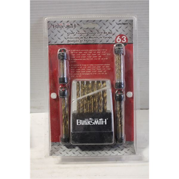 NEW 63 PC TITANIUM DRILL BIT SET
