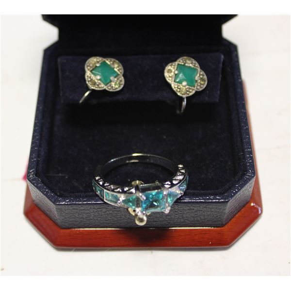 ESTATE RING & EARRINGS IN BOX-ESTATE