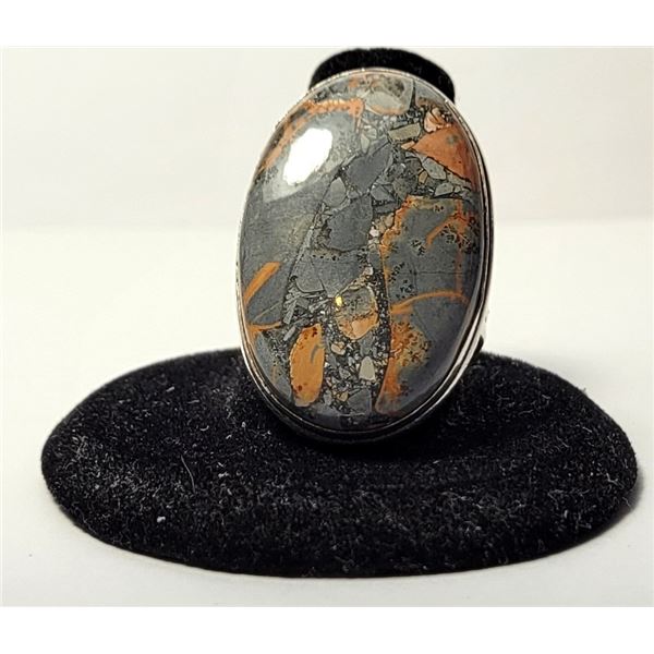 11) NATURAL OVAL MALIGANO JASPER SIZE 8.5 RING