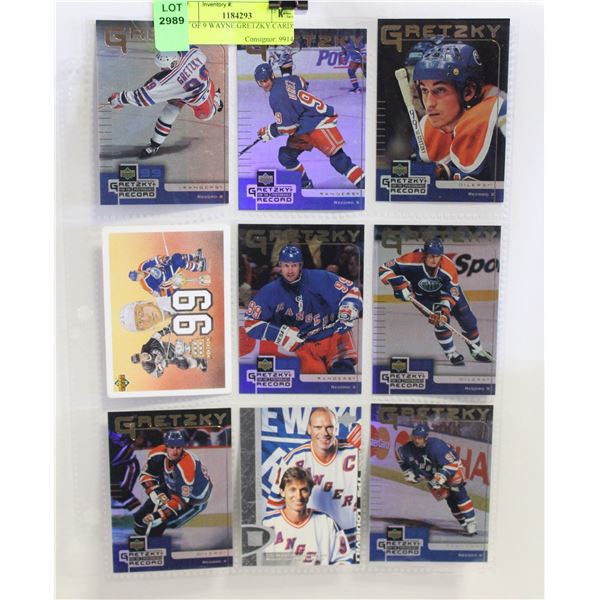 LOT OF 9 WAYNE GRETZKY CARDS
