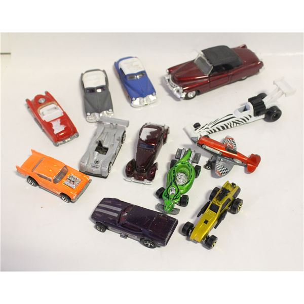 LOT OF VINTAGE DIECAST CARS INCL HOTWEELS, ETC