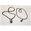 2 HEMATITE NECLACES WITH PENDANTS 16"