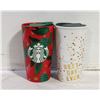 2 STARBUCKS CERAMIC MUGS WITH LIDS