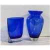 VINTAGE KROSNO POLAND COBALT BLUE ART GLASS VASES