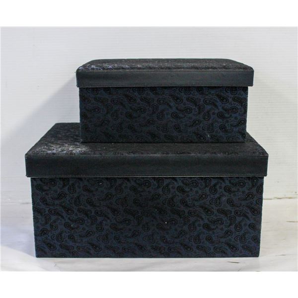 DELUXE PAISLEY BLUE 2PC STORAGE BOX SET