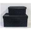 Image 1 : DELUXE PAISLEY BLUE 2PC STORAGE BOX SET