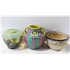 Image 1 : 2 MADE IN JAPAN HAND PAINTED POTTERY VASES PLUS