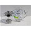 Image 1 : 2 LARGE GLASS MEASURING CUPS WITH FRENCH PRESS