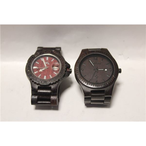 PAIR OF WOODEN WRIST WATCHES