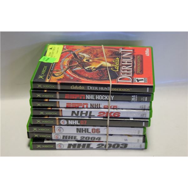 (8) XBOX VIDEO GAMES - CABELA'S DEER HUNT &