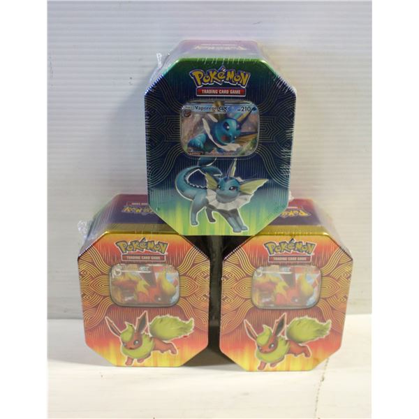 LOT OF 3 SEALED POKEMON GX TINS 4PKS PER TIN 2019