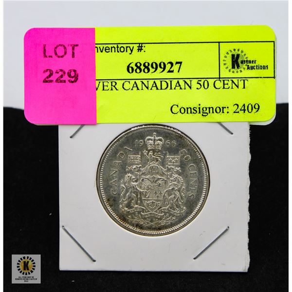1966 SILVER CANADIAN 50 CENT PIECE