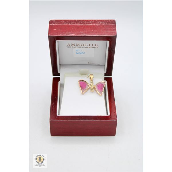 14KT YELLOW GOLD GEMSTONE BUTTERFLY