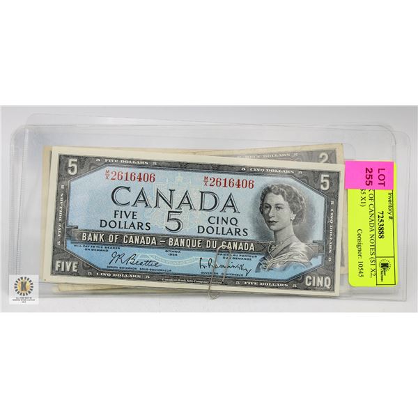 5 BANK OF CANADA NOTES ($1 X2, $2 X2, $5 X1)