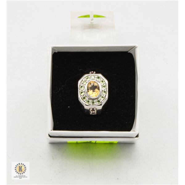 CITRINE STERLING SILVER GEMSTONE RING NEW SIZE 7
