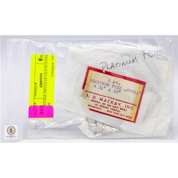 VINTAGE PIECES OF OLD PLATINUM FOIL